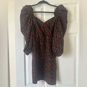 Missguided Black and Red Floral Dress